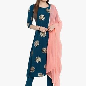 Elegant Blue and Pink Kurta Dress